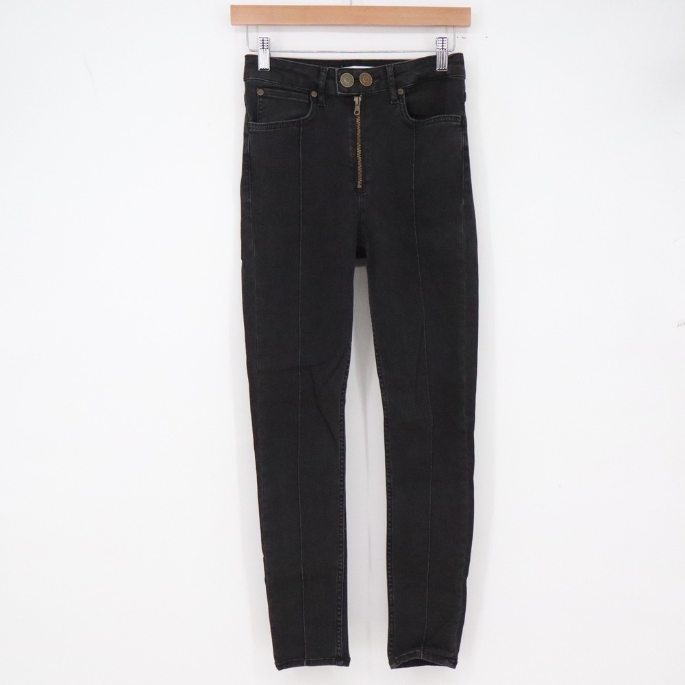 Sandro Jeans Womens 36 Skinny Black Front Seam Exposed Zip Excellent